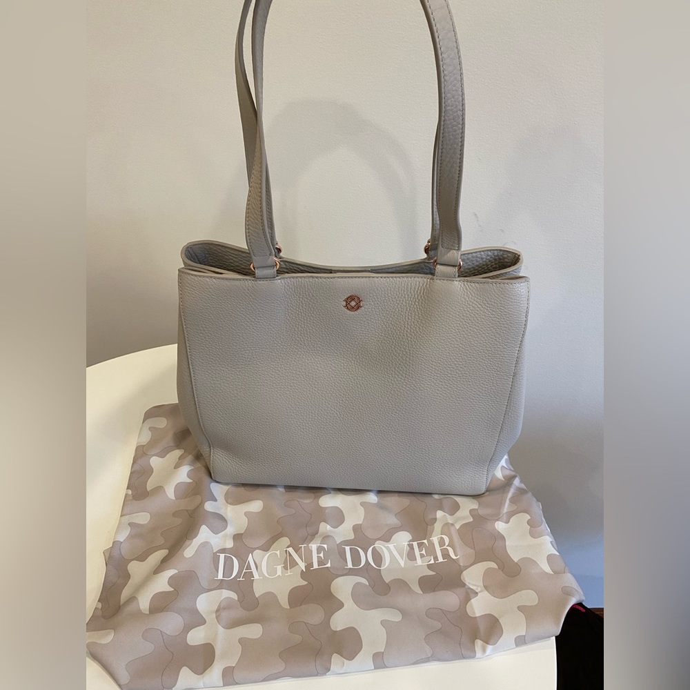 Dagne Dover Medium Allyn Leather Tote in Bone